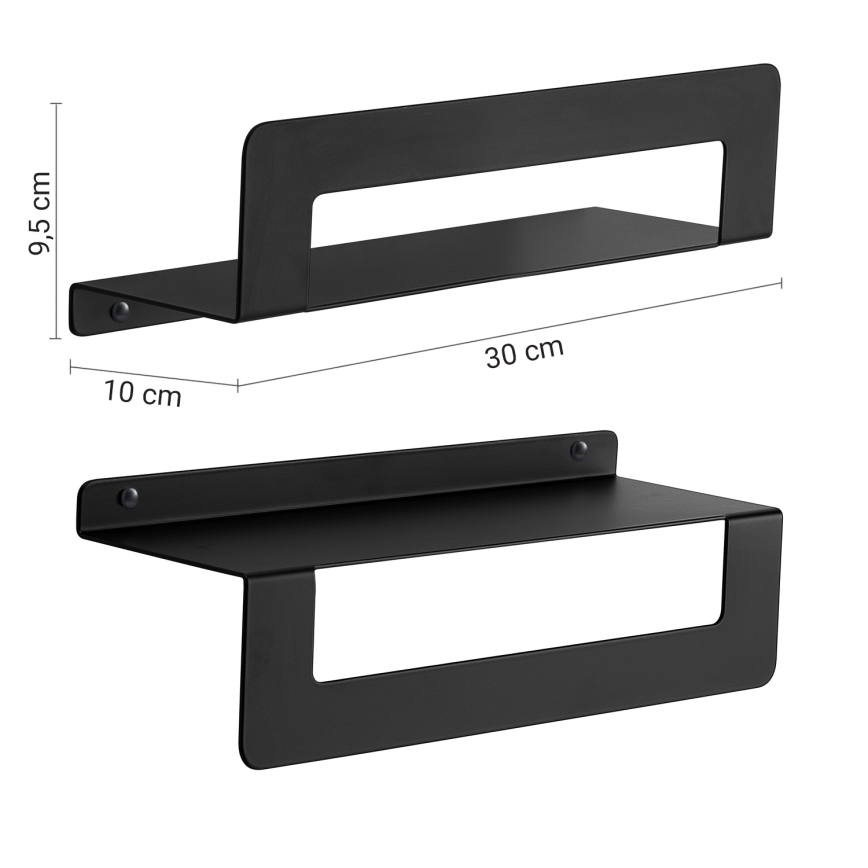 Gedy - Prateleira com toalheiro CLEO 30 cm preta mate