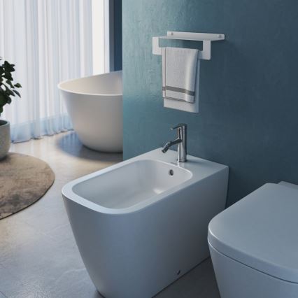 Gedy - Prateleira com toalheiro CLEO 50 cm branco fosco