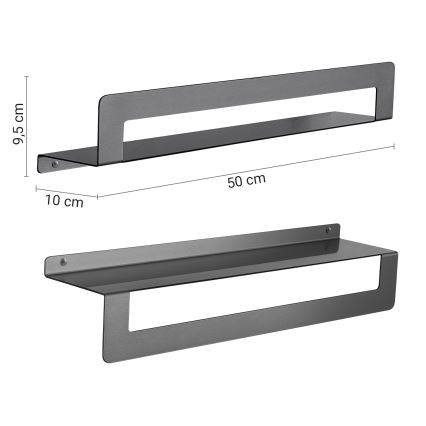 Gedy - Prateleira com toalheiro CLEO 50 cm cinzento metálico
