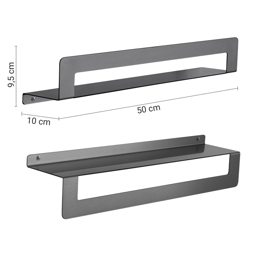 Gedy - Prateleira com toalheiro CLEO 50 cm cinzento metálico