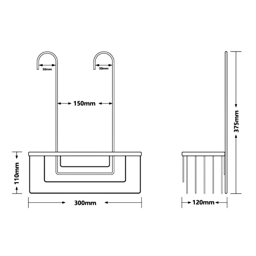 Gedy - Prateleira de duche suspensa SMART 37,5x30 cm preto mate