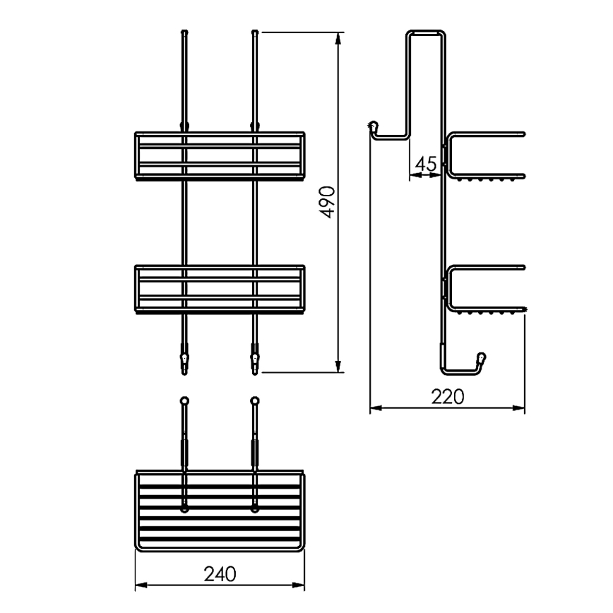 Gedy - Prateleira de parede para duche CHROM LINE 49x24 cm preto fosco