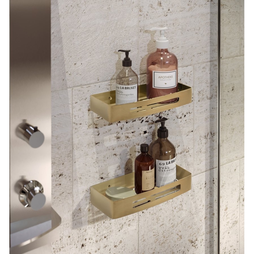Gedy - Prateleira de parede para duche SMART 30x12,8 cm dourada mate