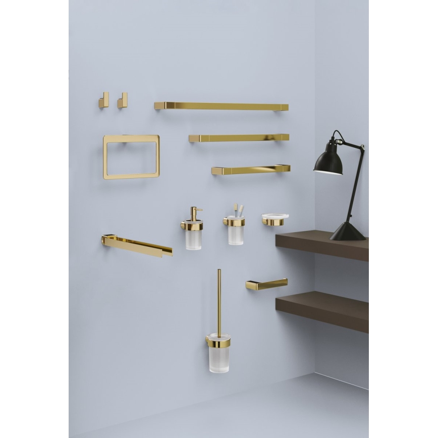 Gedy - Suporte de parede giratório para toalhas PIRENEI 35,9 cm dourado