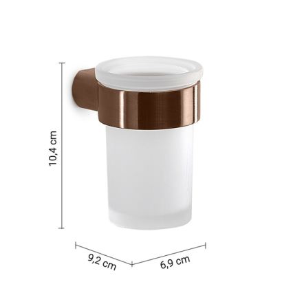 Gedy - Suporte de parede para escovas de dentes PIRENEI vidro leitoso/bronze