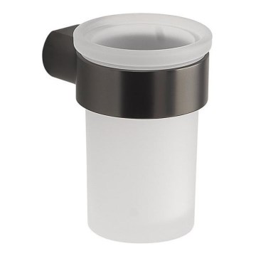 Gedy - Suporte de parede para escovas de dentes PIRENEI vidro leitoso/cinzento metálico