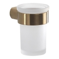 Gedy - Suporte de parede para escovas de dentes PIRENEI vidro leitoso/dourado mate