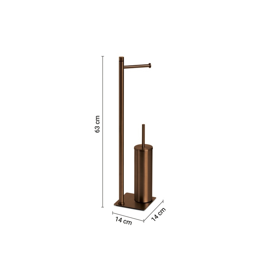 Gedy - Suporte para papel higiénico e escova de WC TRILLY bronze