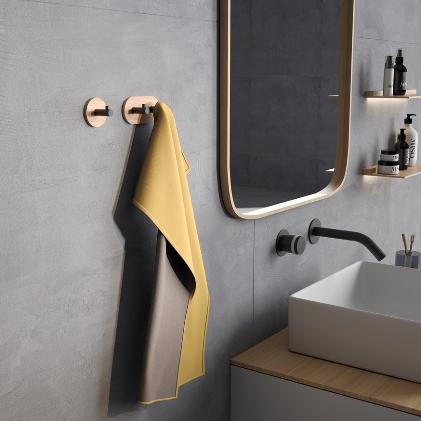 Gedy - Toalheiro autoadesivo HIMALAYA preto/bambu