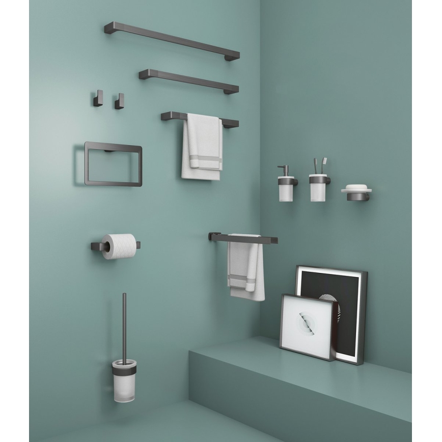 Gedy - Toalheiro de parede PIRENEI 6,6x35 cm cinzento metálico