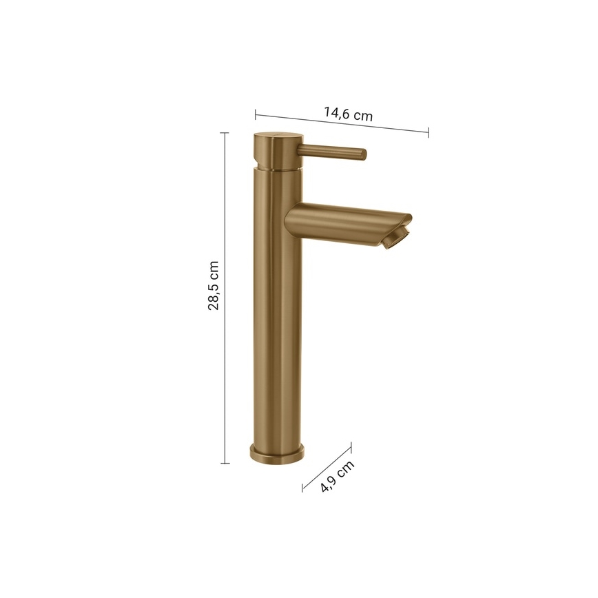 Gedy - Torneira de lavatório ALTO 28,5 cm dourada