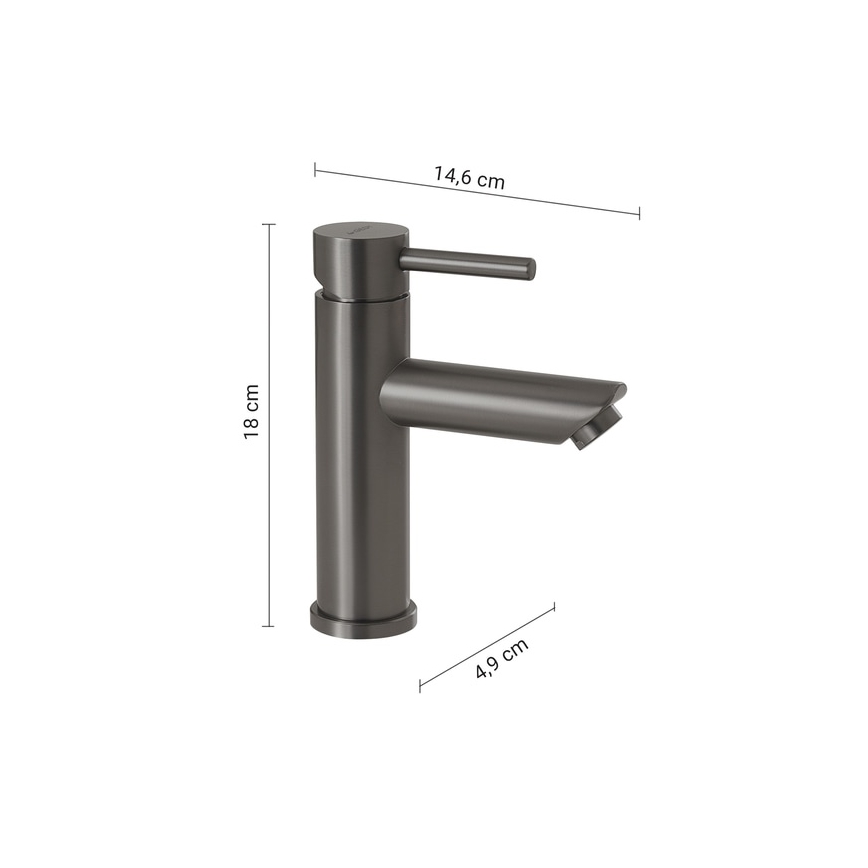 Gedy - Torneira de lavatório GARDA 18 cm cinzento metálico