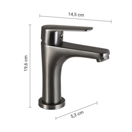 Gedy - Torneira para lavatório COMO 19,6 cm cinzento metálico