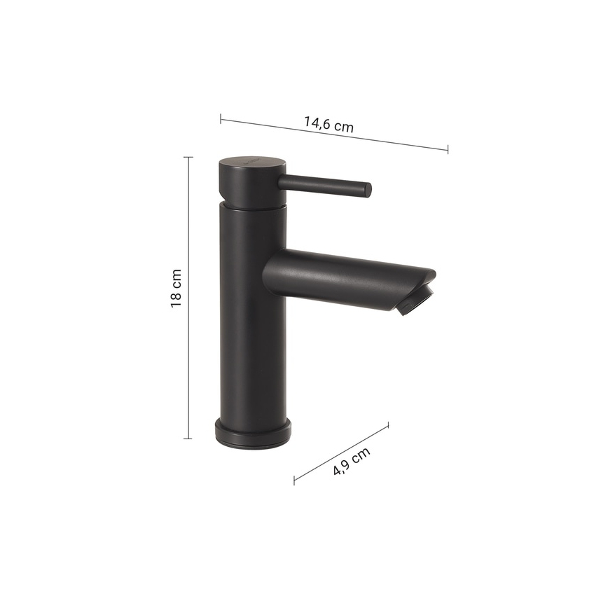 Gedy - Torneira para lavatório GARDA 18 cm, preto mate