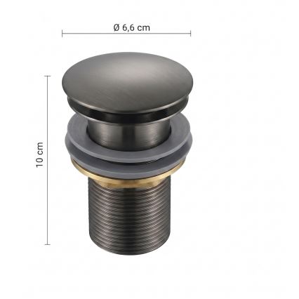 Gedy - Válvula CLICK-CLACK para lavatório, diâmetro 6,6 cm, cinza metálico