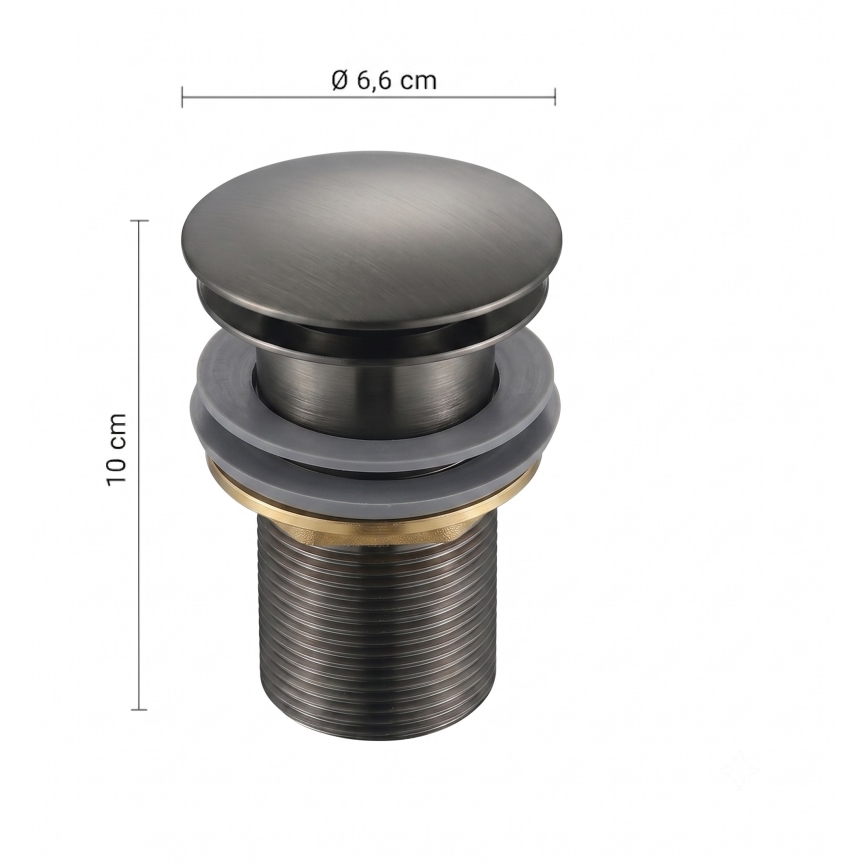 Gedy - Válvula CLICK-CLACK para lavatório, diâmetro 6,6 cm, cinza metálico