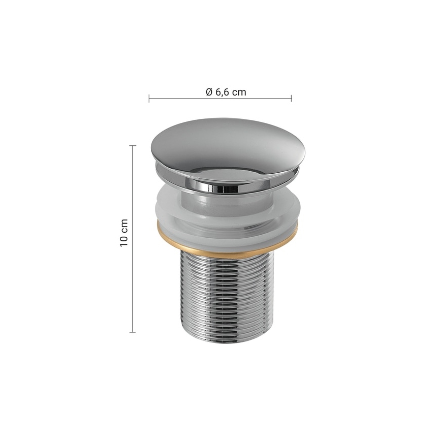 Gedy - Válvula click-clack para lavatório, diâmetro 6,6 cm, cromado brilhante