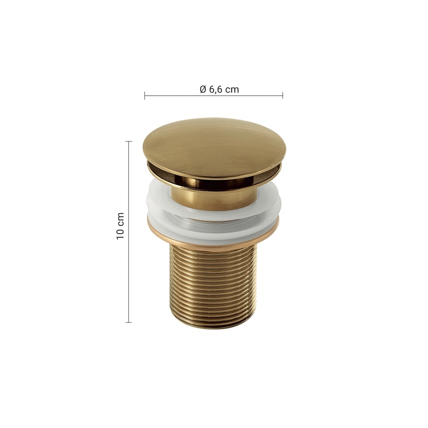 Gedy - Válvula CLICK-CLACK para lavatório, diâmetro 6,6 cm, dourada