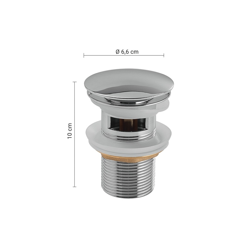 Gedy - Válvula CLICK-CLACK para lavatório, Ø 6,6 cm, cromado polido