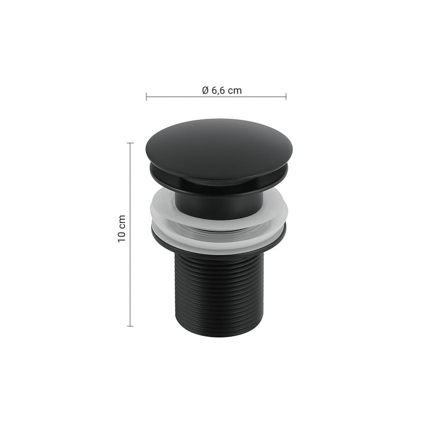 Gedy - Válvula CLICK-CLACK para lavatório Ø 6,6 cm preto fosco