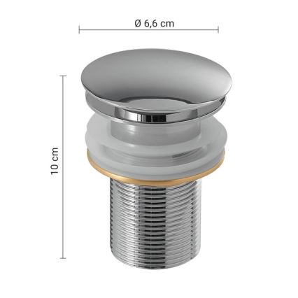 Gedy - Válvula para lavatório CLICK-CLACK Ø 6,6 cm, cromo brilhante