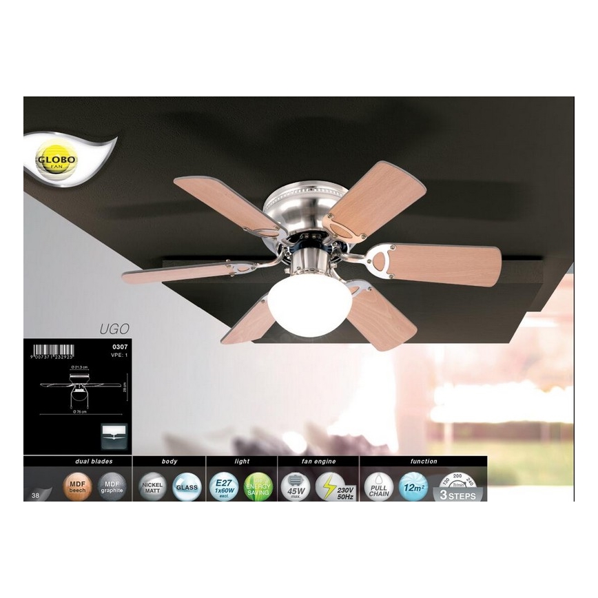 Globo - Ventilador de teto 1xE27/60W/230V