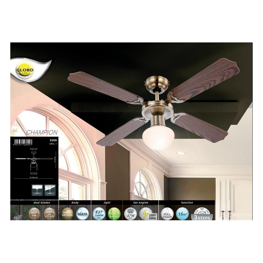 Globo - Ventilador de teto 1xE27/60W/230V