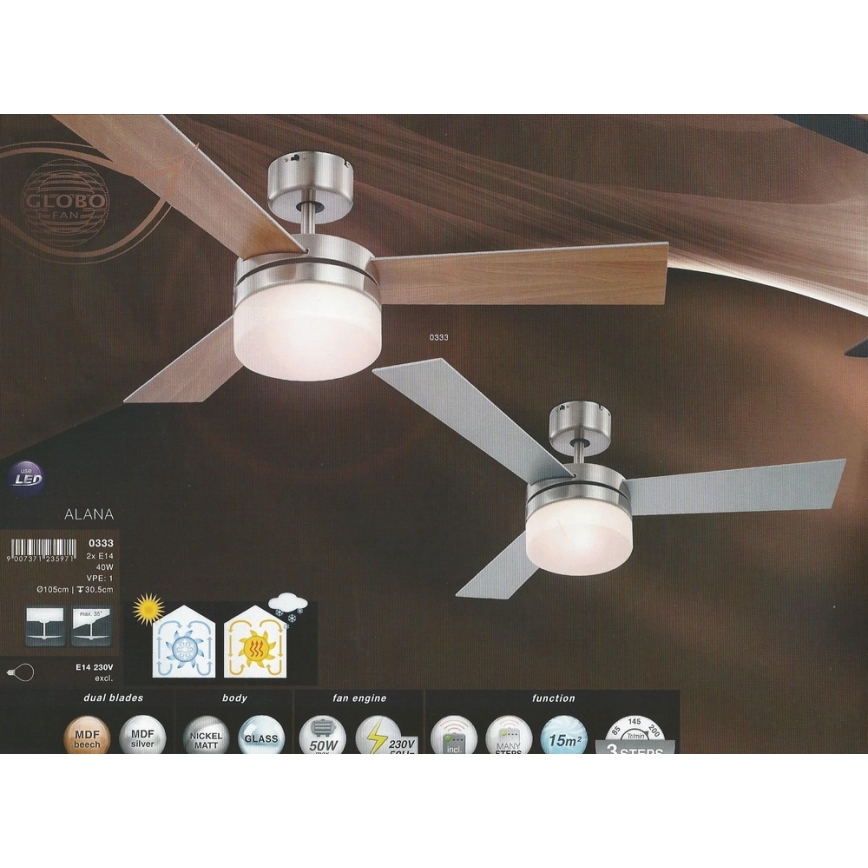 Globo - Ventilador de teto 2xE14/40W/230V