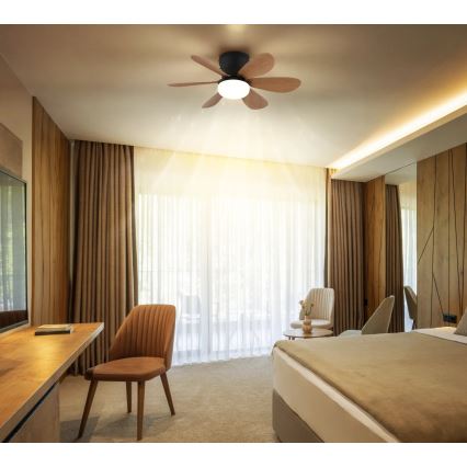 Globo - Ventoinha de tecto LED dimerizável LED/5W/230V 2700-6500K castanha + comando à distância