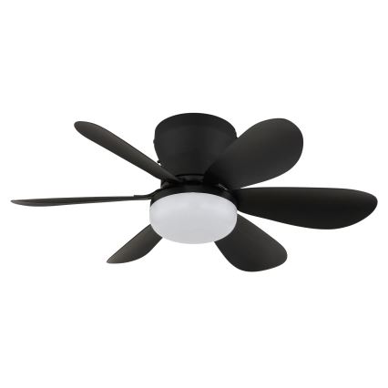 Globo - Ventoinha de tecto LED regulável LED/5W/230V 2700-6500K preta + comando à distância