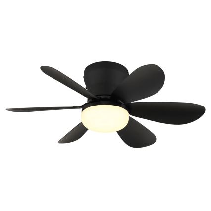 Globo - Ventoinha de tecto LED regulável LED/5W/230V 2700-6500K preta + comando à distância