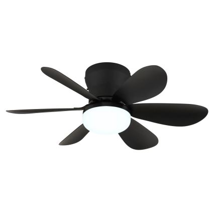 Globo - Ventoinha de tecto LED regulável LED/5W/230V 2700-6500K preta + comando à distância