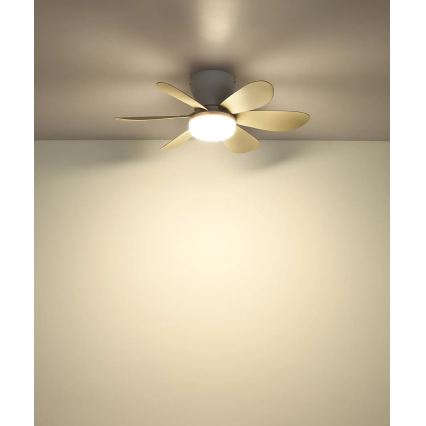 Globo - Ventilador de tecto LED com dimmer LED/5W/230V 2700-6500K bege + comando remoto