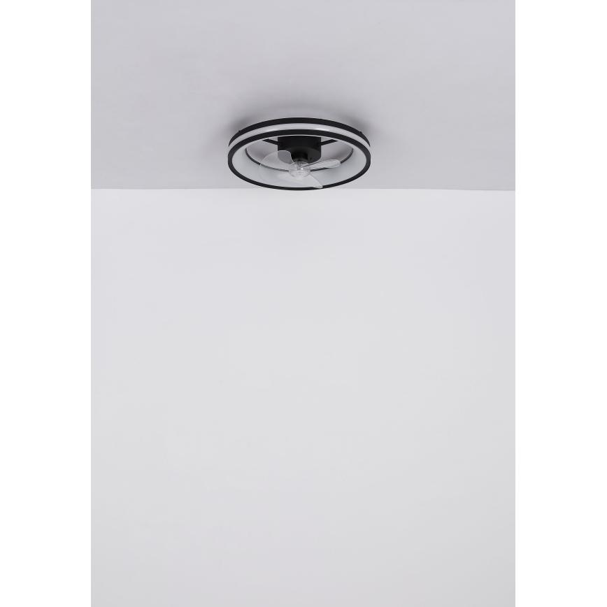 Globo - Iluminação de teto LED com regulação e ventoinha LED/30W/230V 2700-6500K preto + comando