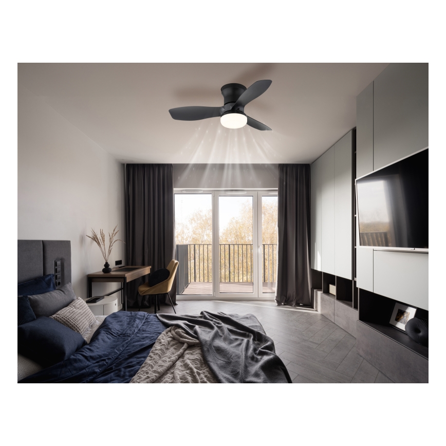 Globo - Ventilador de teto LED regulável/15W/230V 2700-6500K preto + controlo remoto
