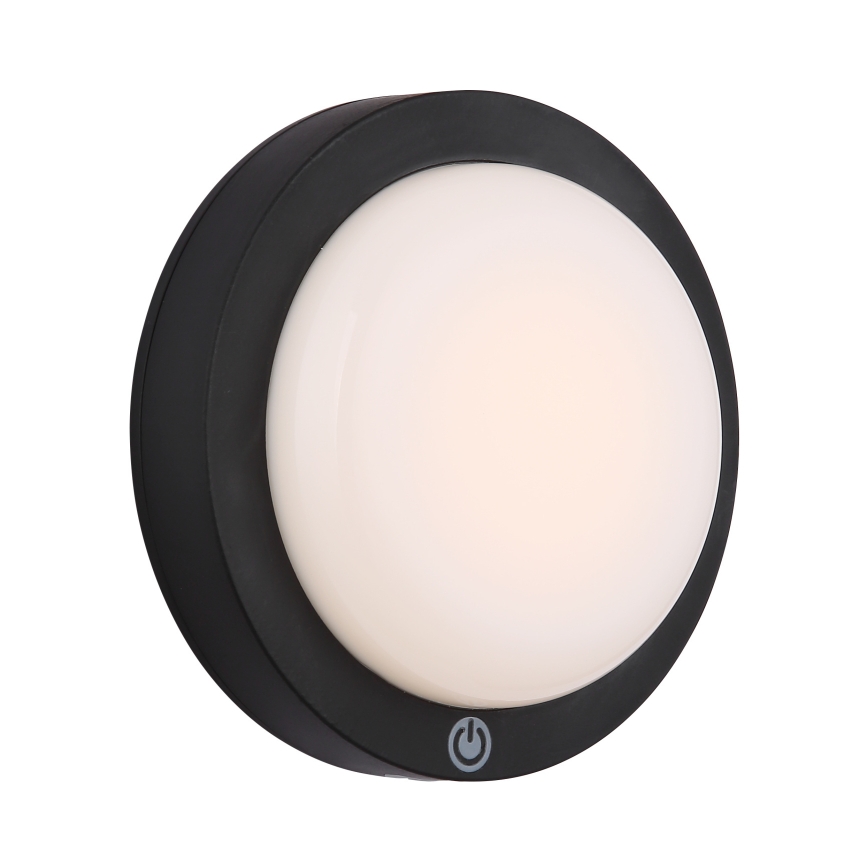 Globo - Luminária de parede tátil recarregável LED/1,2W/3,7V diâmetro 15 cm 1800 mAh preta