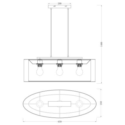 Globo - Candelabro suspenso 3xE27/60W/230V