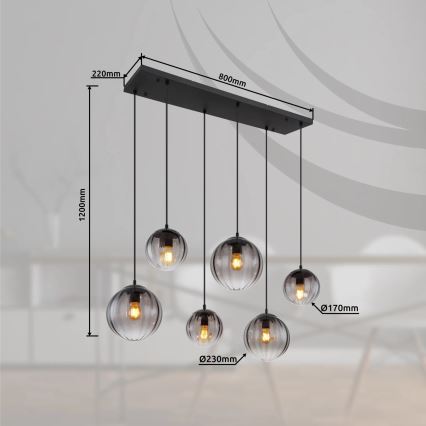 Globo - Candeeiro suspenso 6xE27/60W/230V