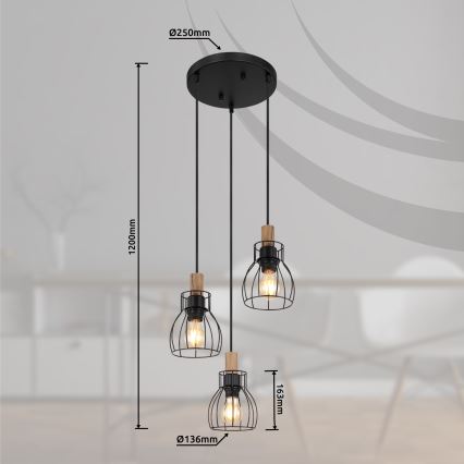 Globo - Candeeiro suspenso 3xE27/40W/230V