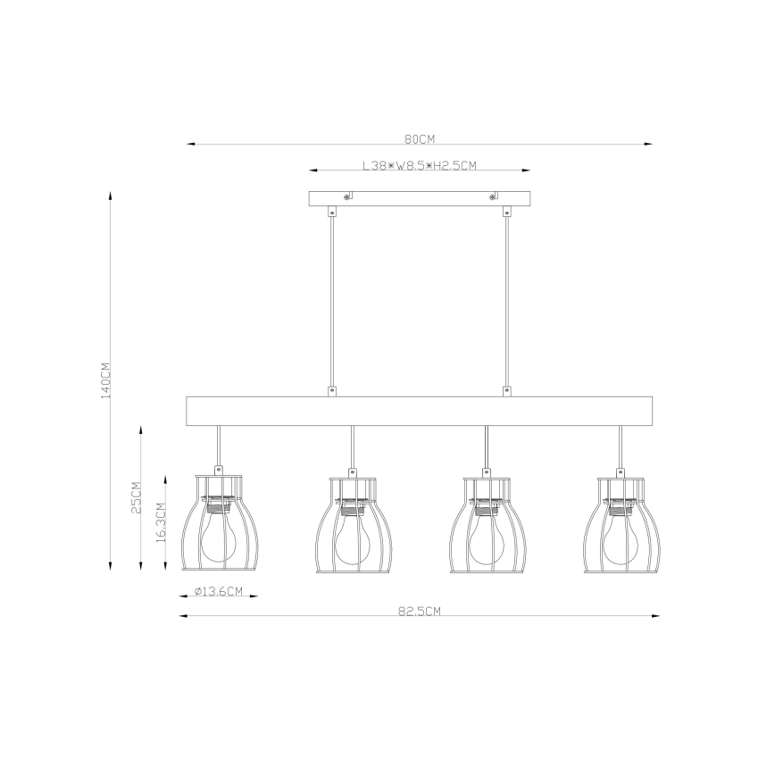 Globo - Candelabro suspenso 4xE27/40W/230V
