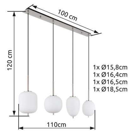 Globo - Candeeiro suspenso 4xE14/40W/230V branco