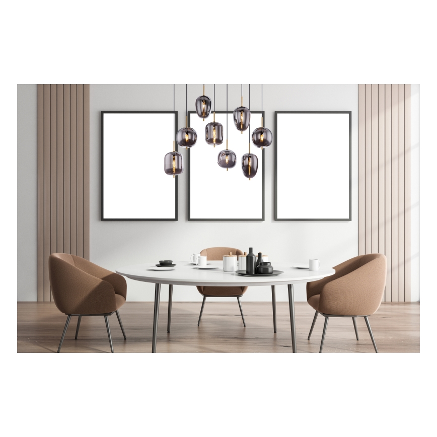 Globo - Candeeiro suspenso 8xE14/40W/230V fumado