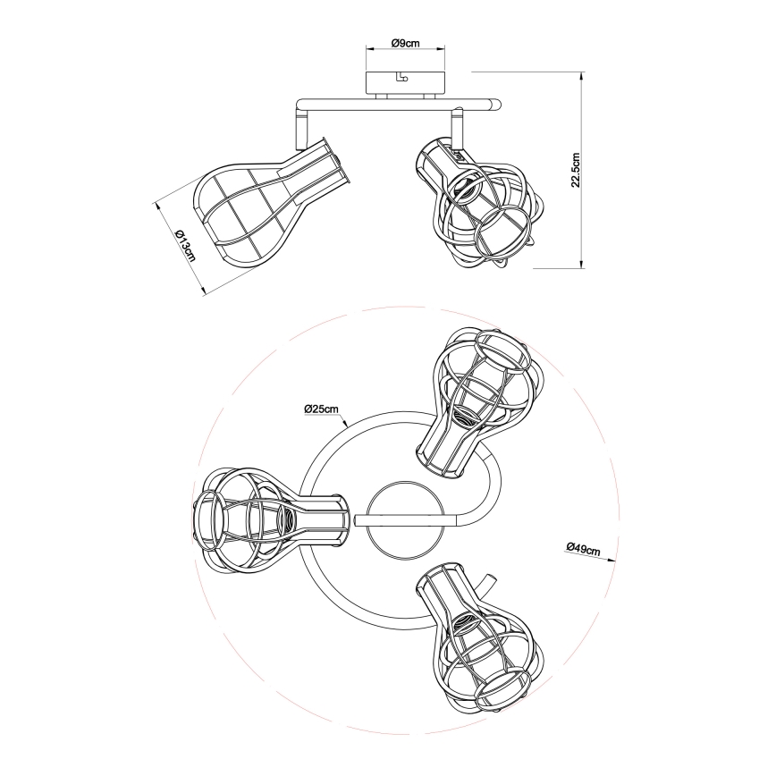 Globo - Foco 3xE27/40W/230V