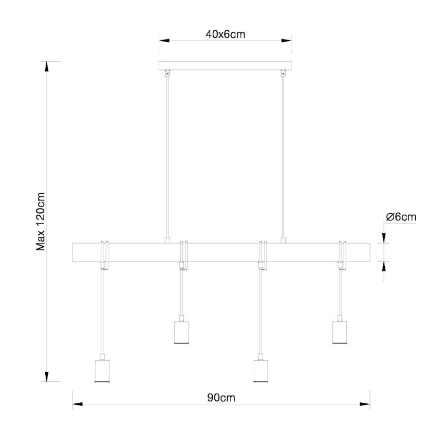 Globo 15459-4H - Candeeiro suspenso LEO 4xE27/60W/230V