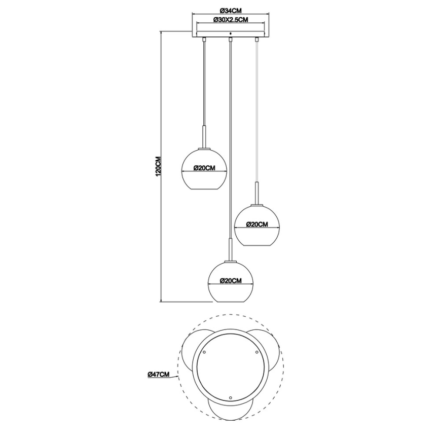 Globo - Candelabro num fio 3xE27/60W/230V