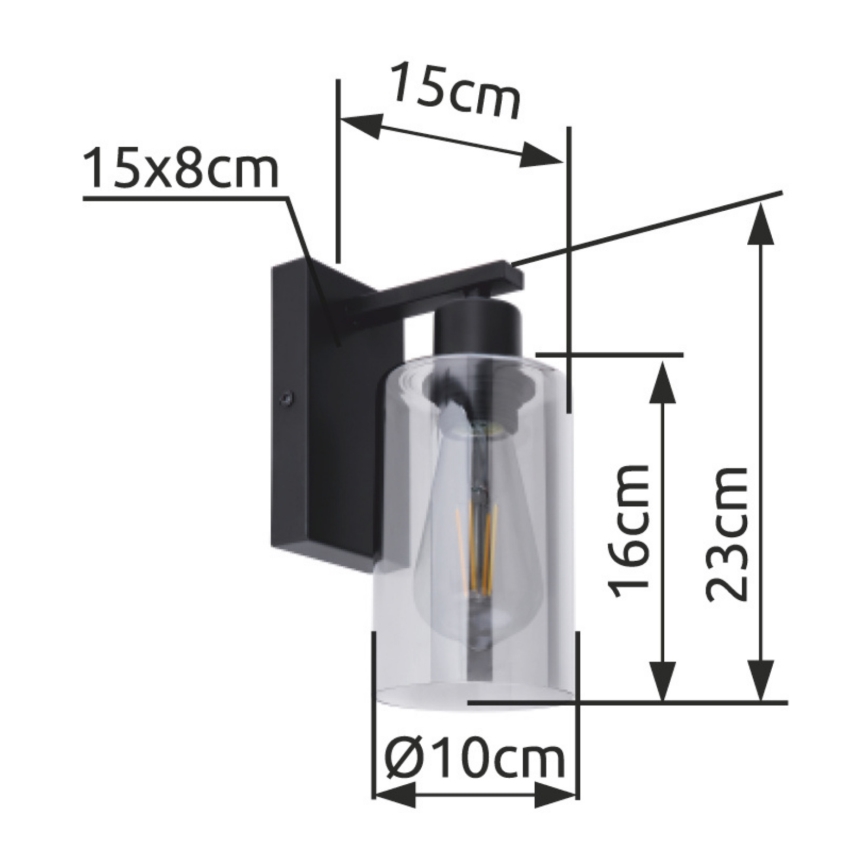 Globo - Iluminação de parede 1xE27/60W/230V preto