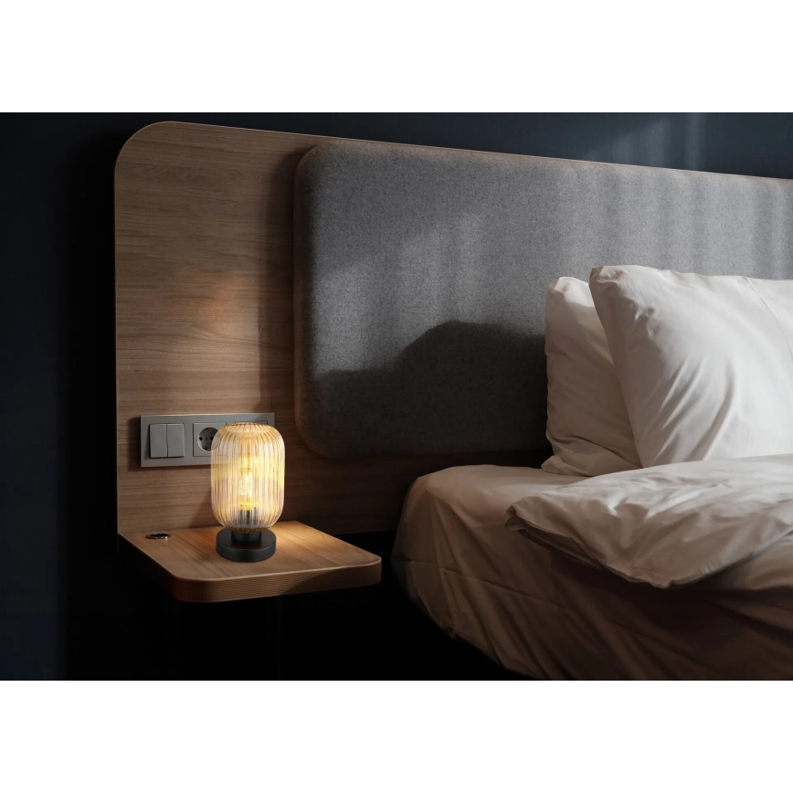 Globo - Candeeiro de mesa 1xE27/40W/230V castanho