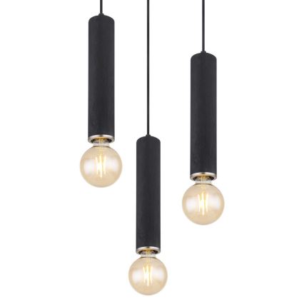 Globo - Candelabro suspenso 3xE27/60W/230V madeira preta