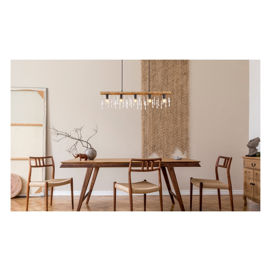 Globo 15532-5H - Lustre suspenso por cabo KIRA 5xE14/40W/230V preto/castanho