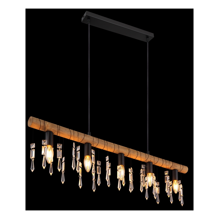 Globo 15532-5H - Lustre suspenso por cabo KIRA 5xE14/40W/230V preto/castanho